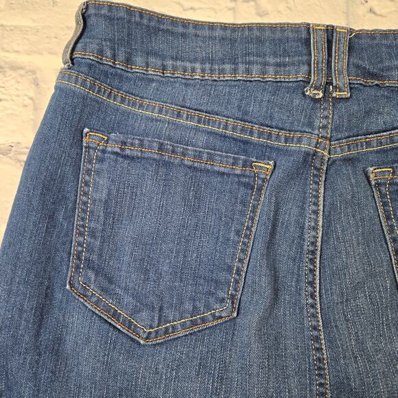 Old Navy Perfect Pencil Denim Skirt Yuki Dark Wash Back Vent size 10 Modest - Picture 4 of 9